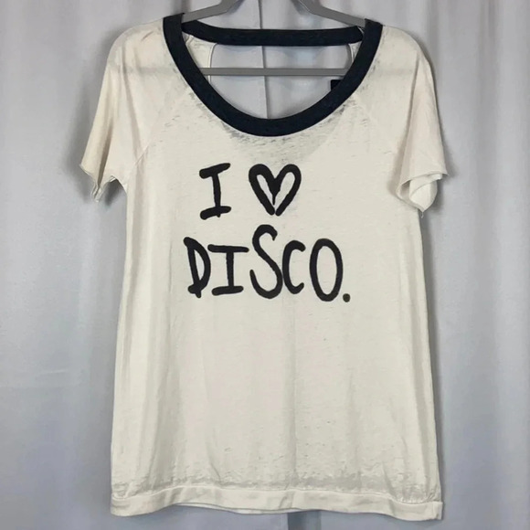 NEW Chaser ‘I love Disco’ Scoop Neck Short Sleeve Top - Picture 1 of 6